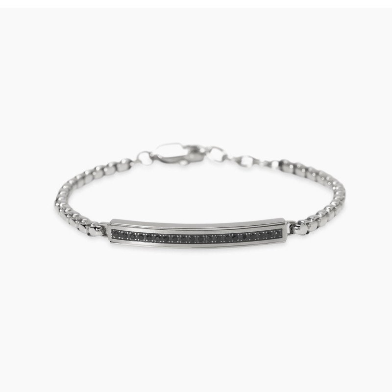 Bracciale con piastra in cristalli neri - 831104