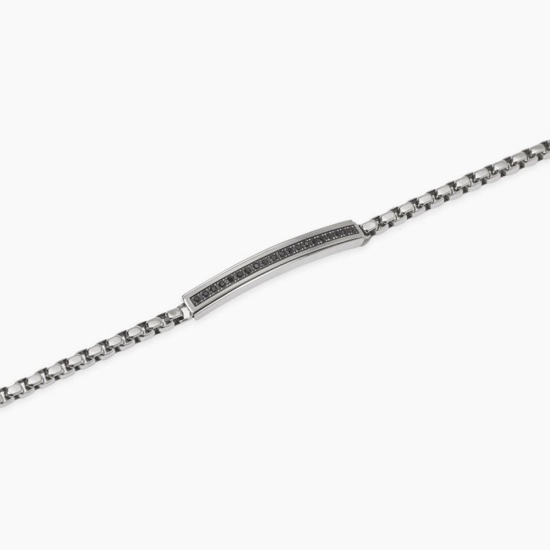 Bracciale con piastra in cristalli neri - 831104