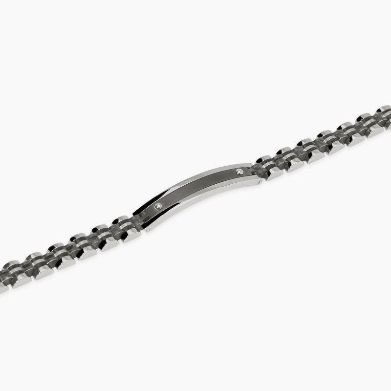 Bracciale nero con piastra e inserti in gunmetal - 831114