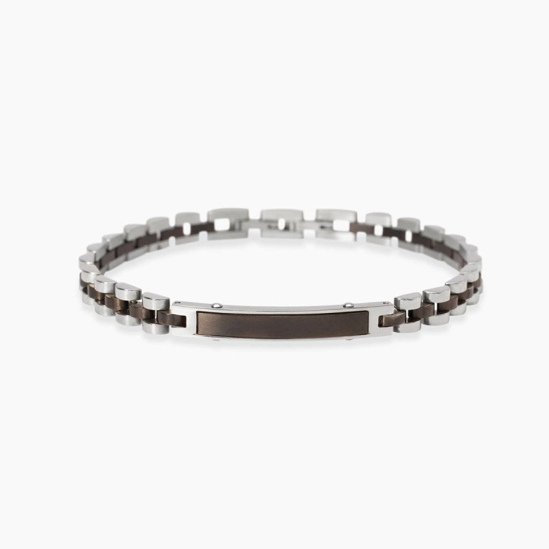 Bracciale nero con piastra e inserti in gunmetal - 831115