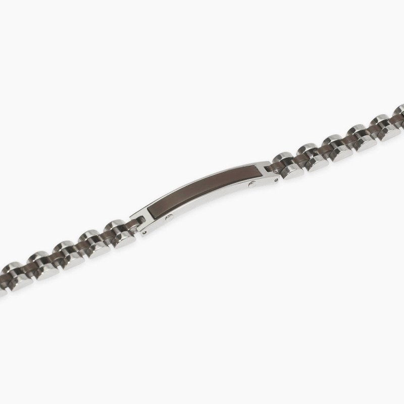 Bracciale nero con piastra e inserti in gunmetal - 831115