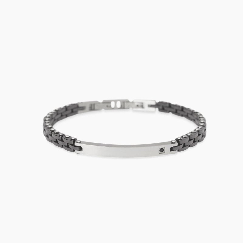 Bracciale in acciaio 316L PVD gunmetal ceramica cr - 831116