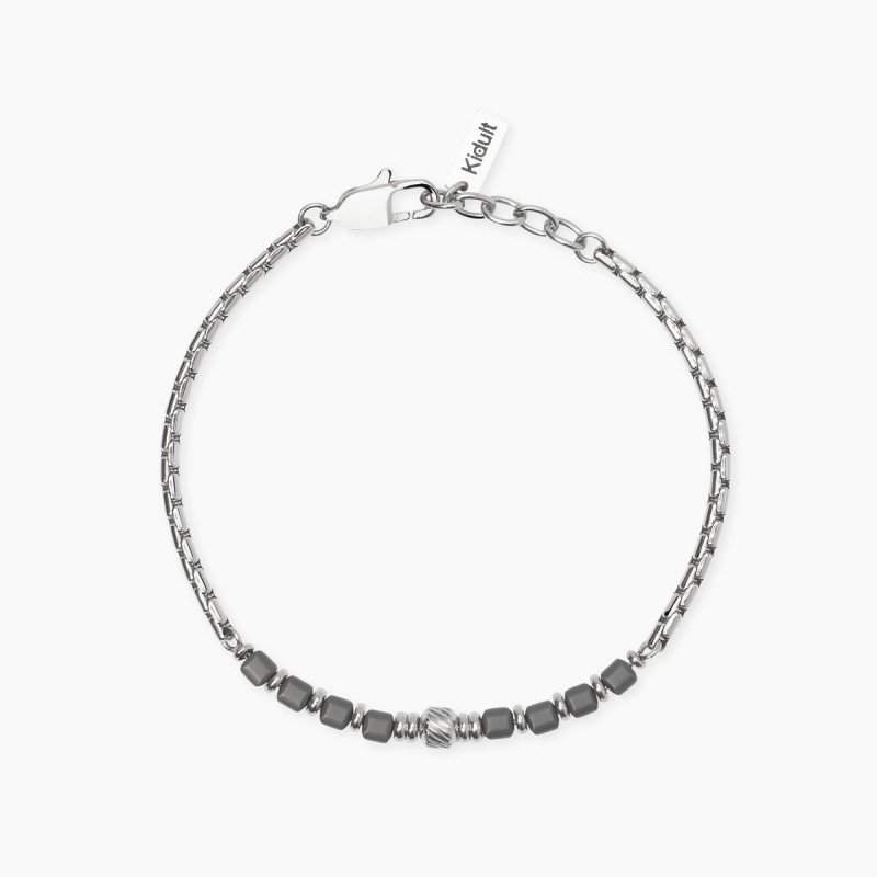 Bracciale in acciaio ed ematite - 831122