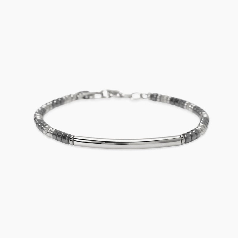 Bracciale in acciaio e ematite - 831127