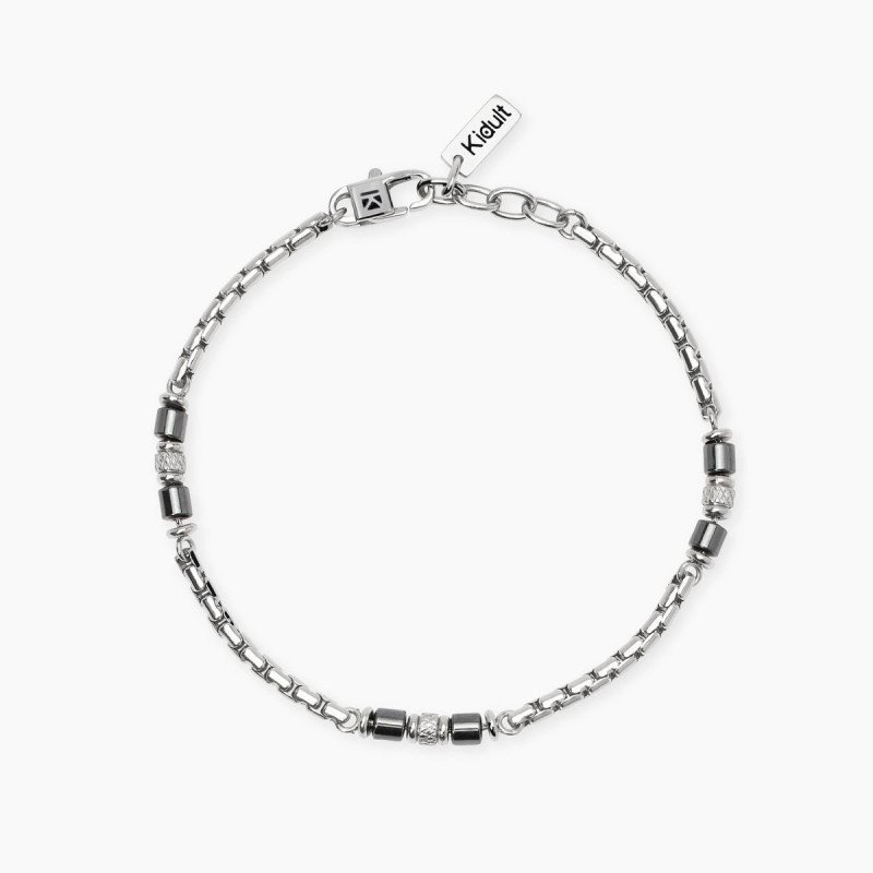 Bracciale in acciaio e ematite - 831128
