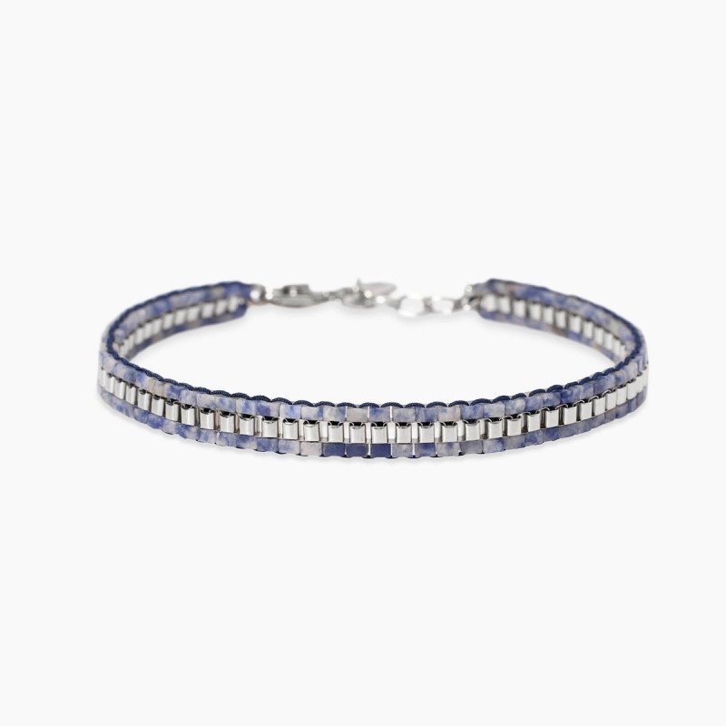 Bracciale in acciaio con nylon e diaspro blu - 831130