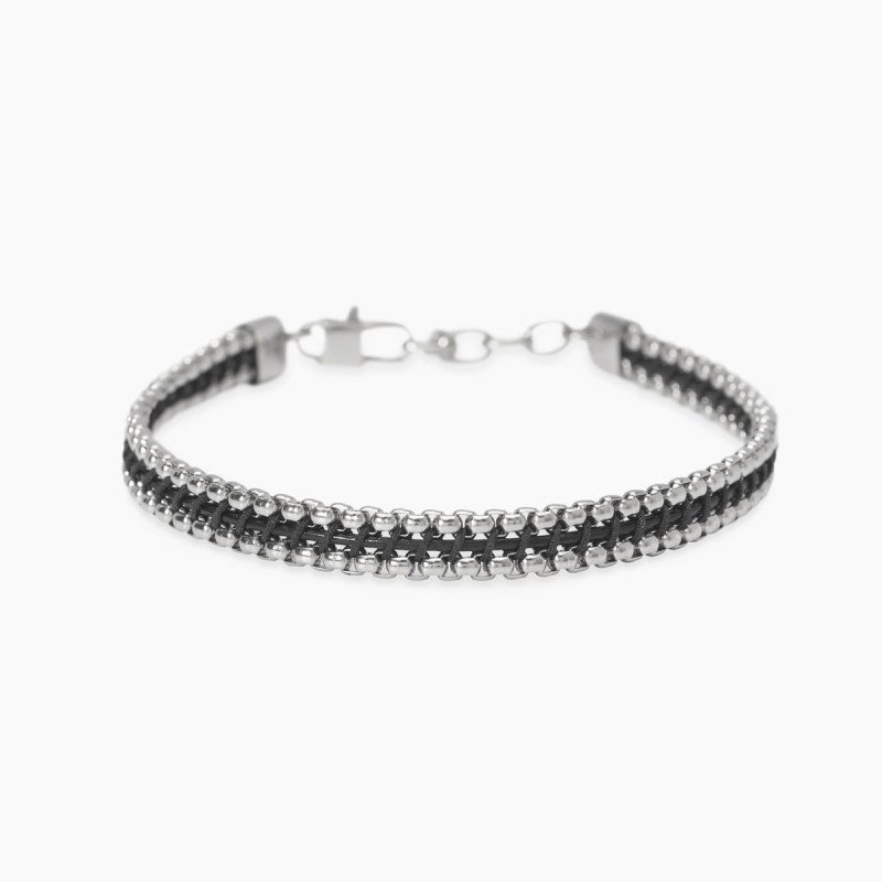 Bracciale in acciaio con nylon e pelle - 831133