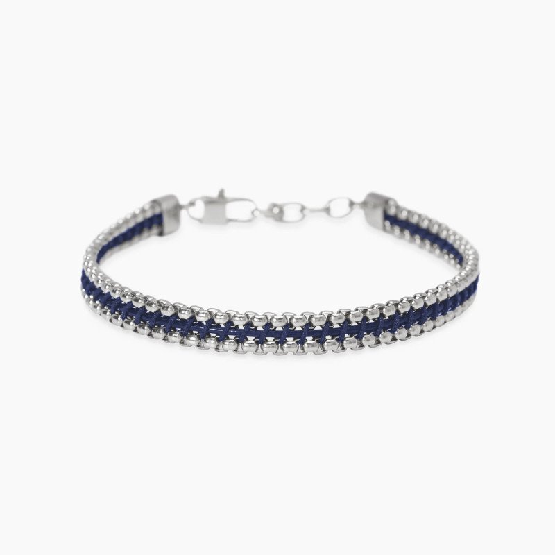 Bracciale in acciaio con nylon e pelle - 831134