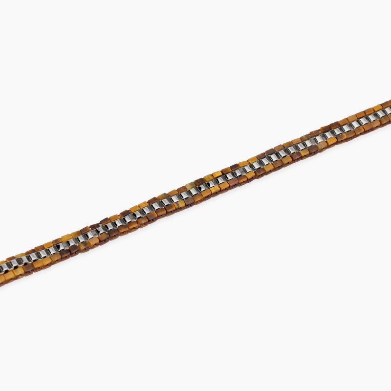 Bracciale in acciaio con nylon e occhio di tigre - 831136