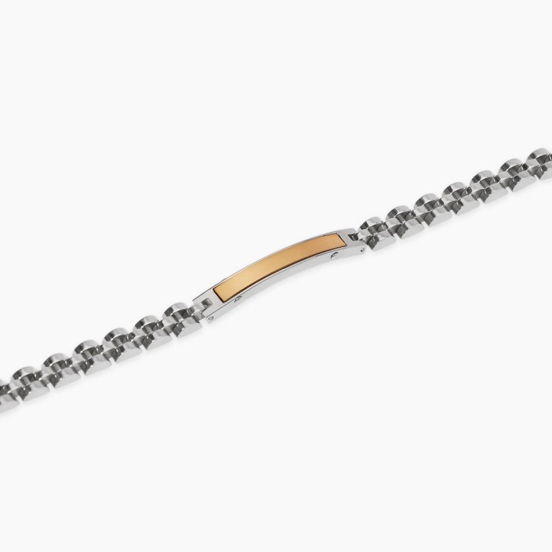 Bracciale in acciaio con piastra in pvd giallo - 831146