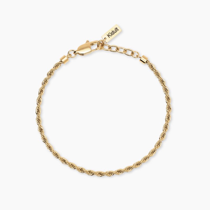 Bracciale con catena corda in acciaio dorato - 831148