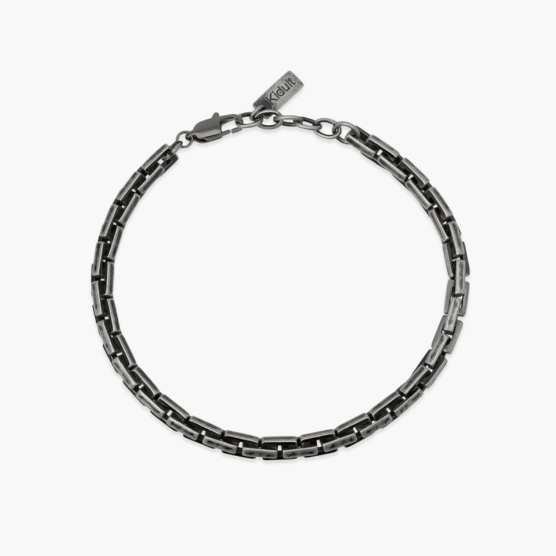 Bracciale nero in acciaio con catena cardano - 831169