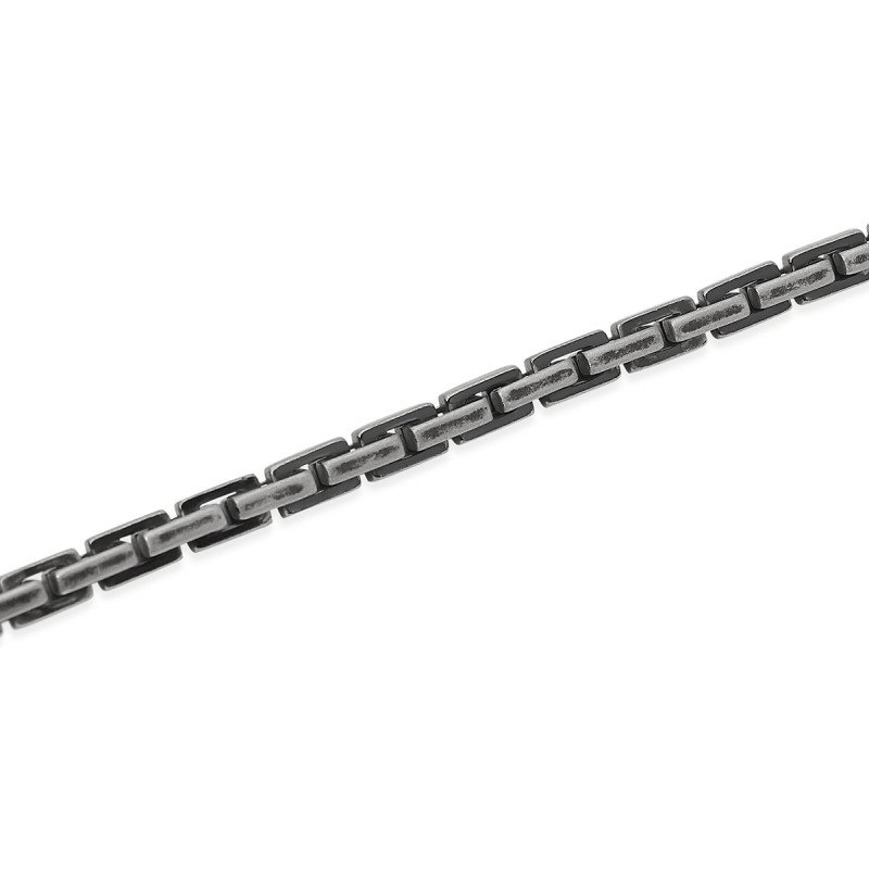 Bracciale nero in acciaio con catena cardano - 831169