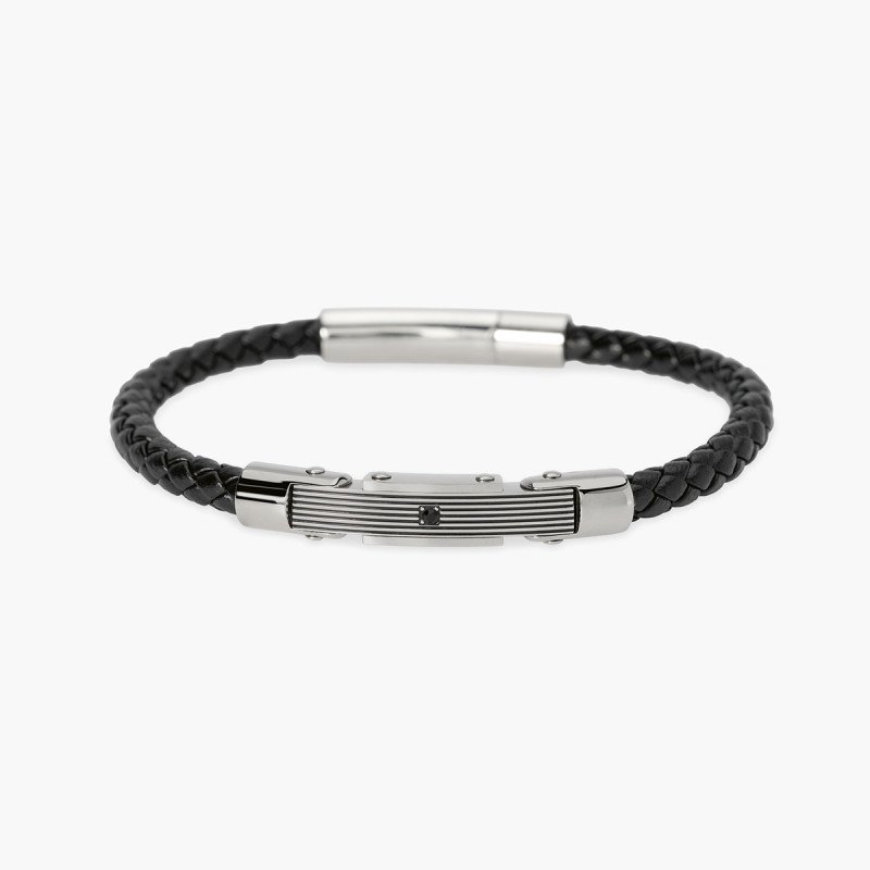 Bracciale con lab leather e piastra centrale - 831172