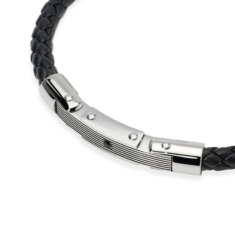 Bracciale con lab leather e piastra centrale - 831172