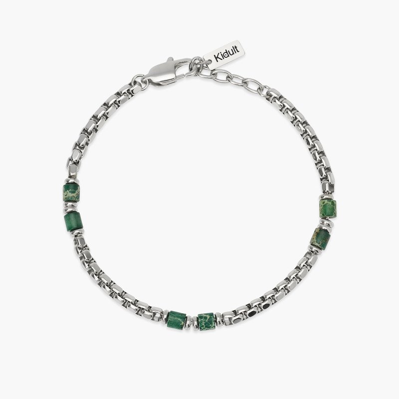 Bracciale con catena veneta e cilindri in diaspro verde - 831174