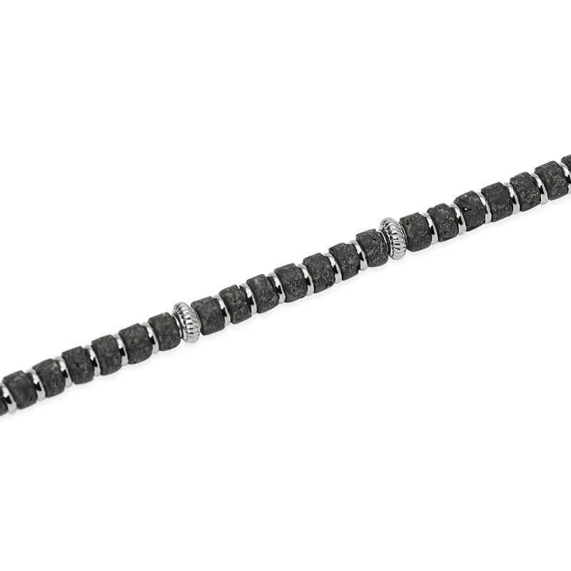 Bracciale regolabile con dischetti in pietra lavica. - 831180