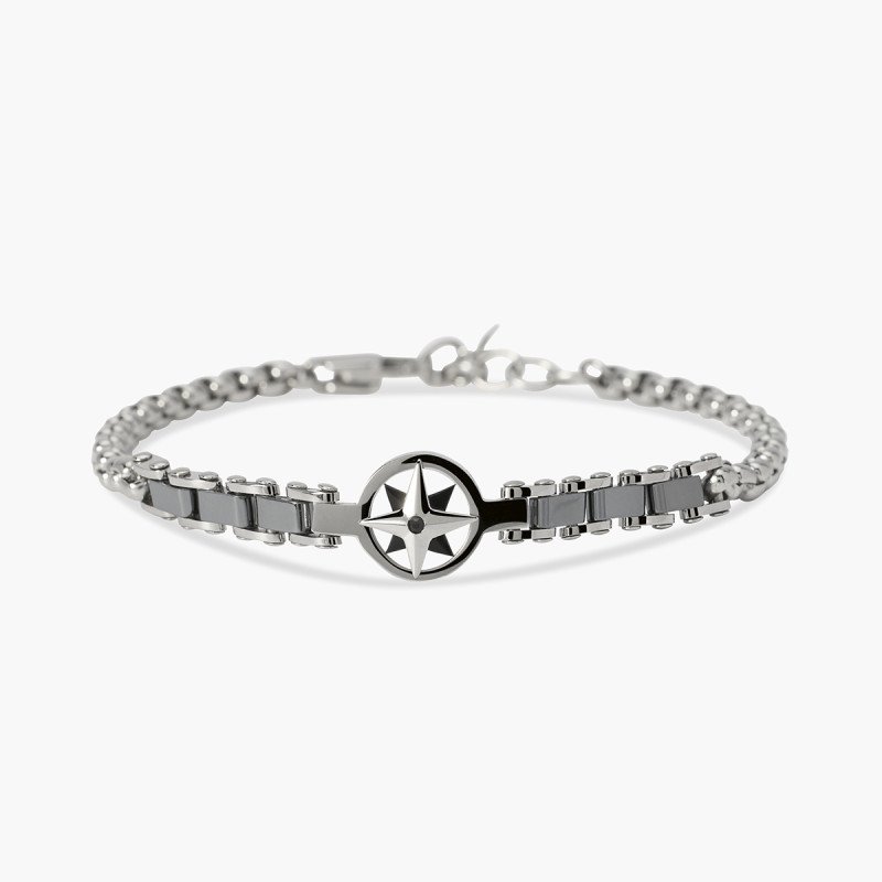 Bracciale in catena veneta con rosa dei venti centrale - 831184