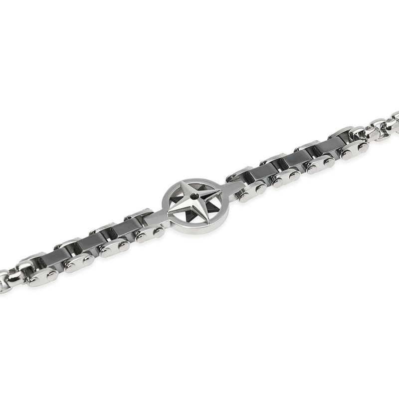 Bracciale in catena veneta con rosa dei venti centrale - 831184