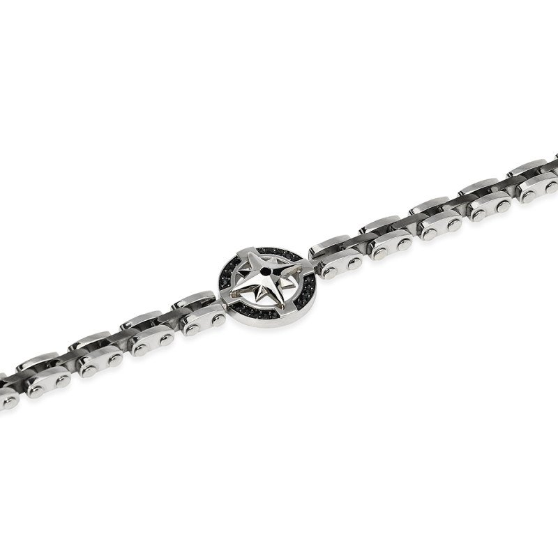 Bracciale con maglia in acciaio e rosa dei venti centrale - 831186