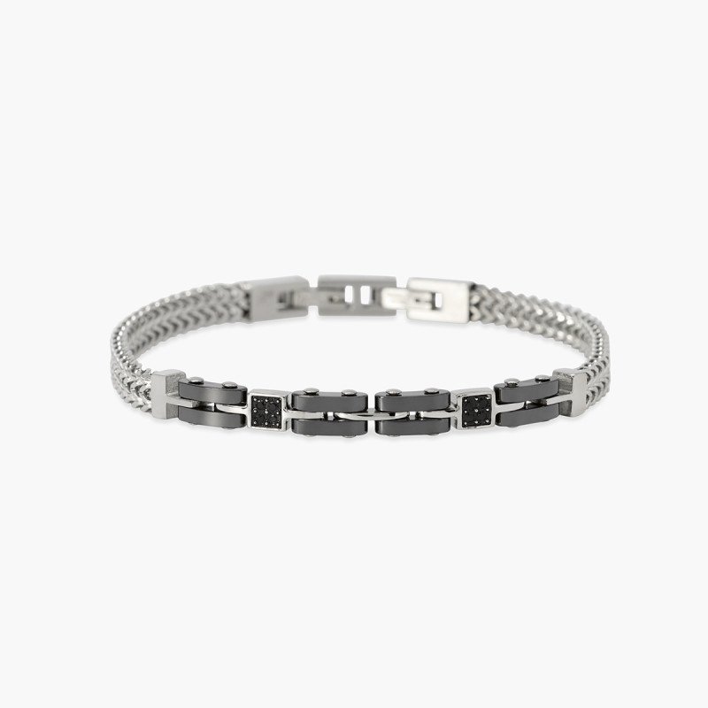 Bracciale in acciaio e ceramica nera - 831187