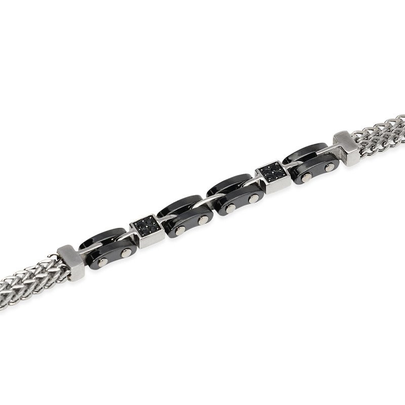 Bracciale in acciaio e ceramica nera - 831187