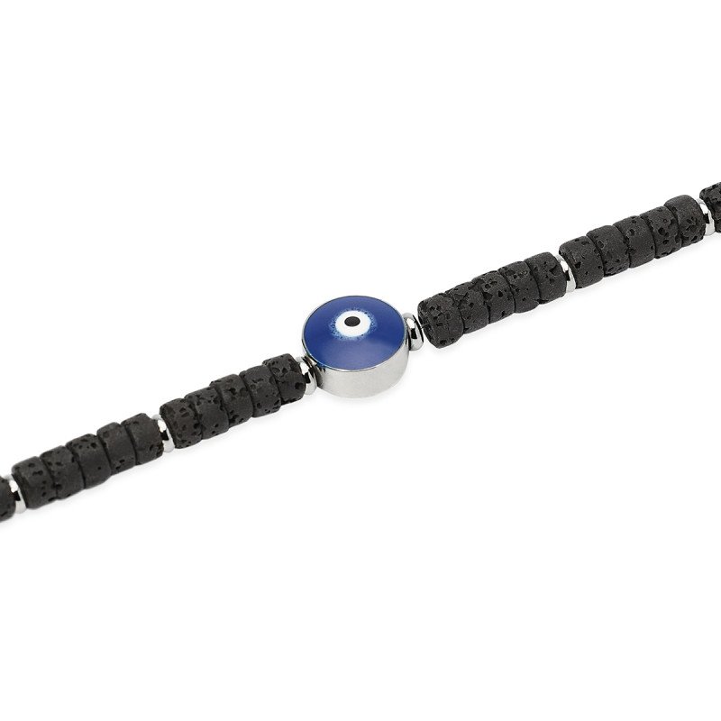 Bracciale in pietra lavica con simbolo occhio centrale - 831189