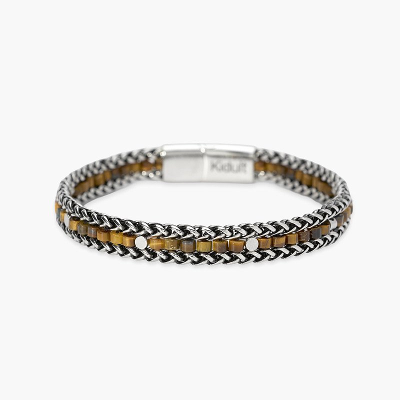 Bracciale in acciaio e occhio di tigre - 831192