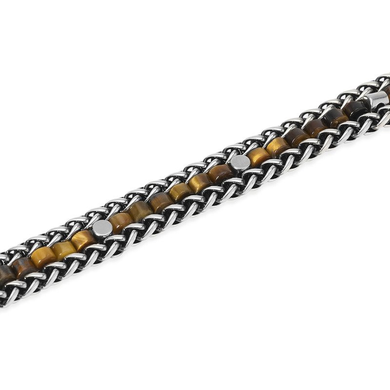 Bracciale in acciaio e occhio di tigre - 831192