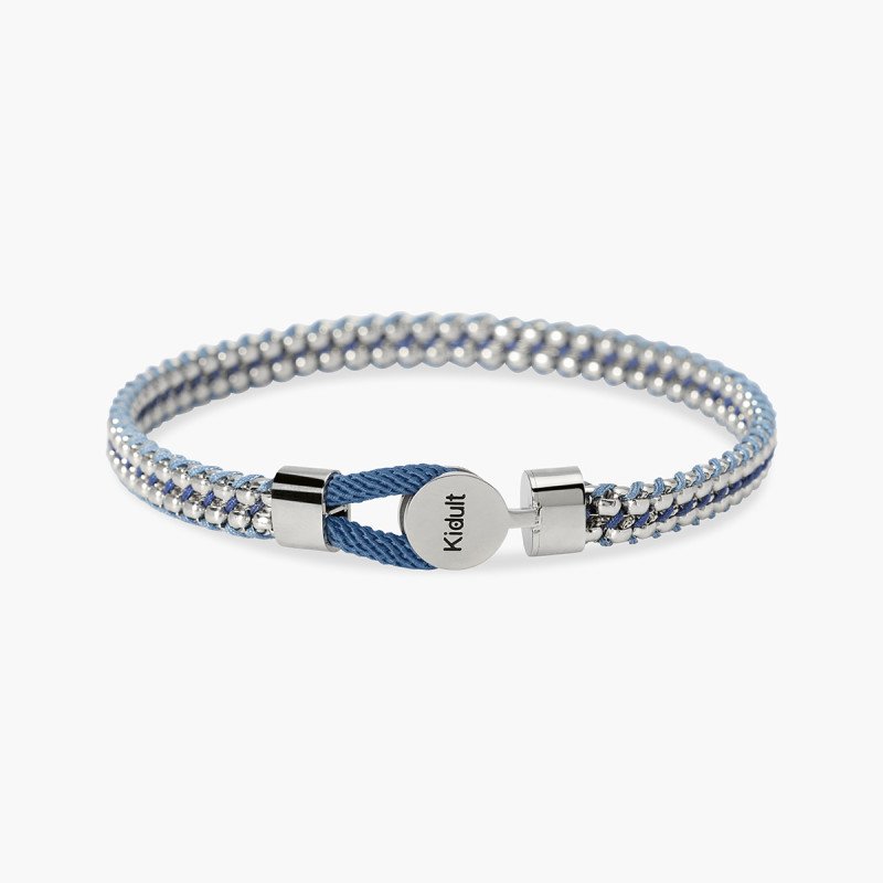 Bracciale in acciaio e nylon in blu e azzurro - 831196