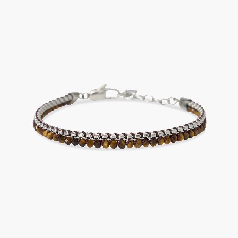 Bracciale in acciaio con nylon e occhio di tigre - 831198