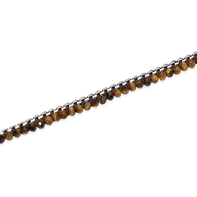 Bracciale in acciaio con nylon e occhio di tigre - 831198