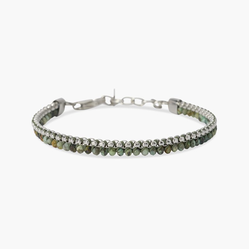 Bracciale in acciaio con nylon e turchese africano - 831199