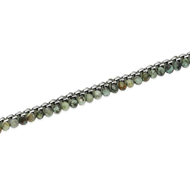 Bracciale in acciaio con nylon e turchese africano - 831199