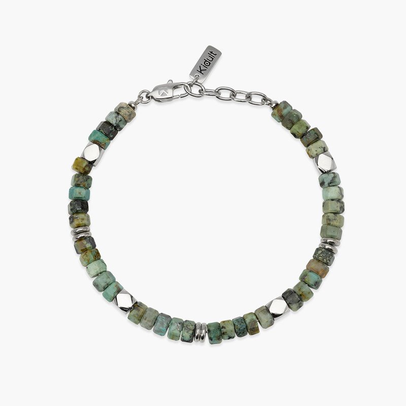 Bracciale in acciaio e turchese africano - 831201