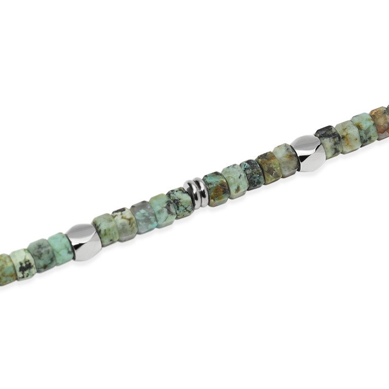 Bracciale in acciaio e turchese africano - 831201