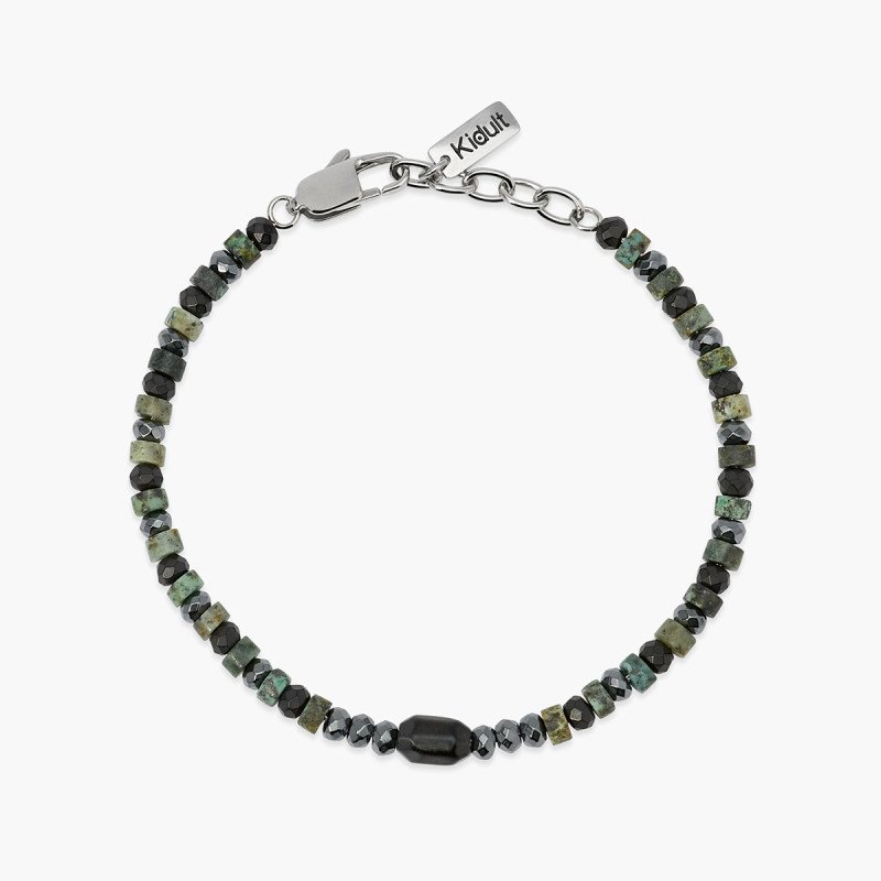 Bracciale regolabile con ematite e turchese verde - 831209