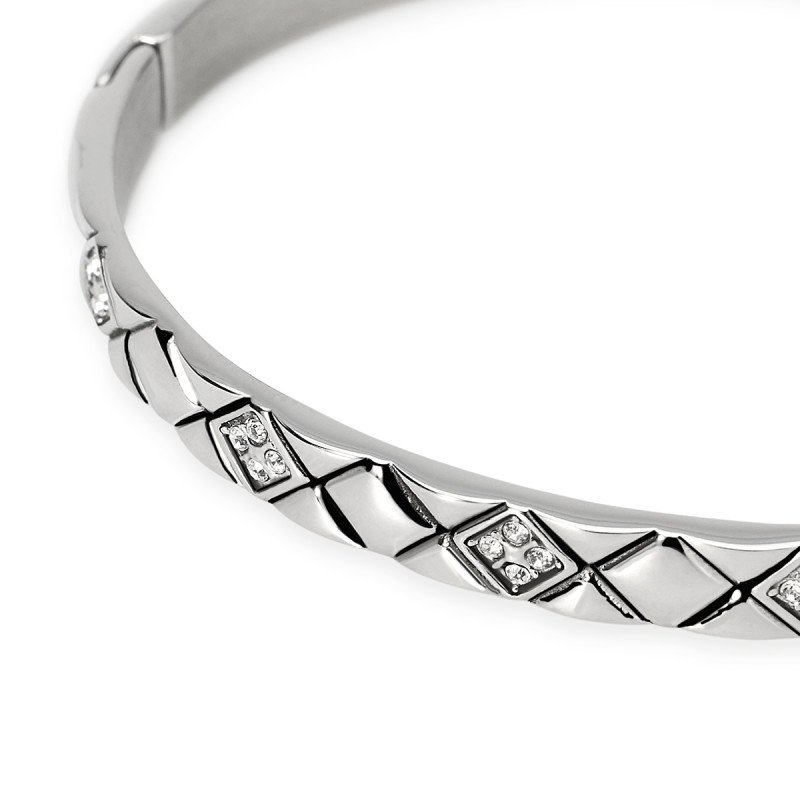 Bracciale bangle matelassé in acciaio - 831214