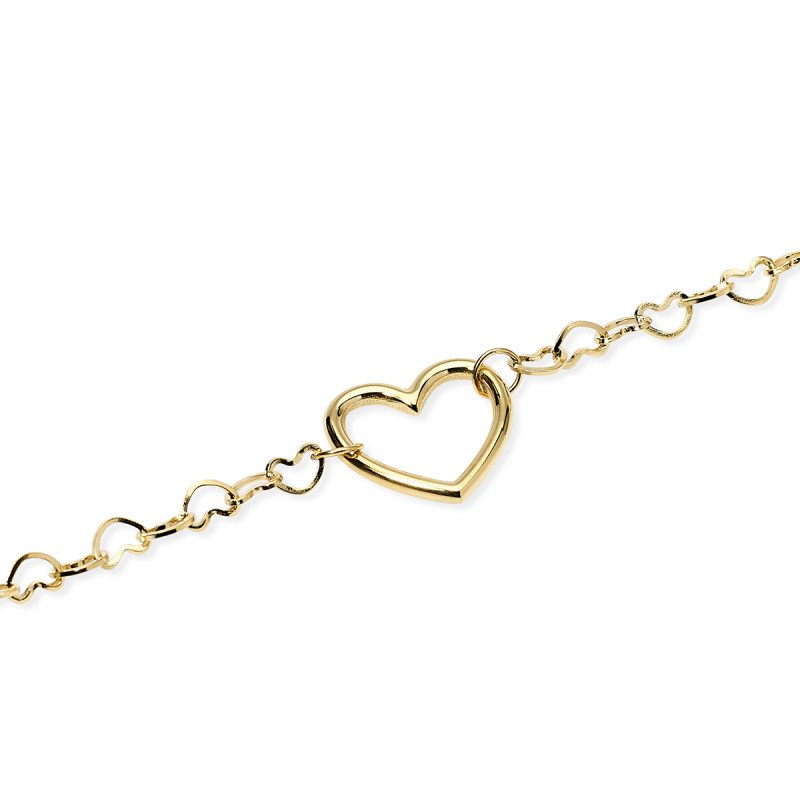 Bracciale cuore in acciaio dorato - 831216
