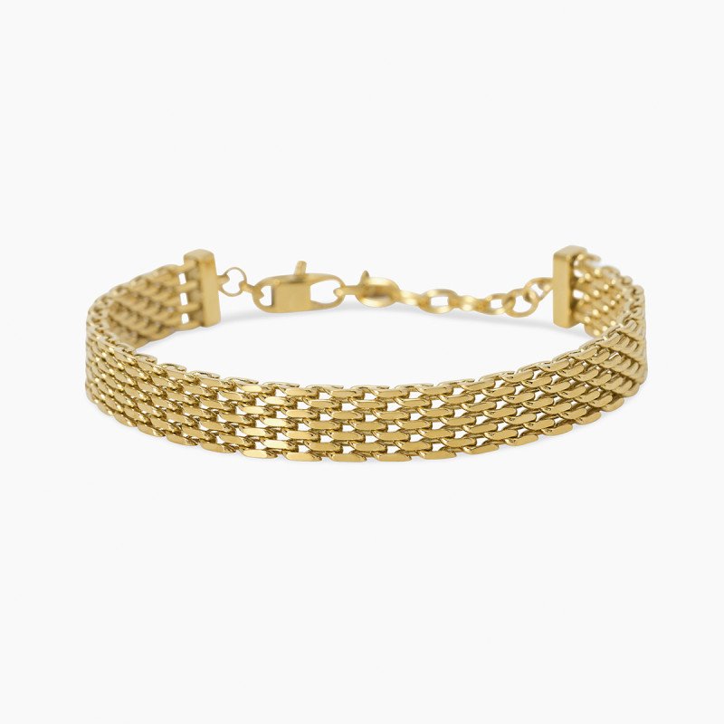 Bracciale regolabile dorato con catena mesh - 831253