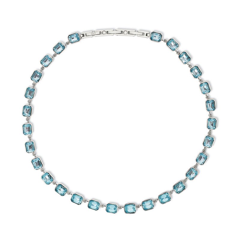 Girocollo con cristalli  rettangolari azzurri - 851004