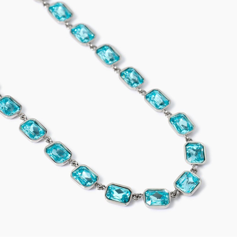 Girocollo con cristalli  rettangolari azzurri - 851004