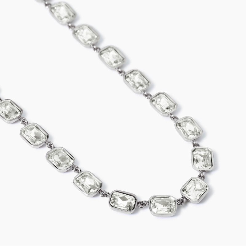 Girocollo con cristalli rettangolari Bianchi - 851005