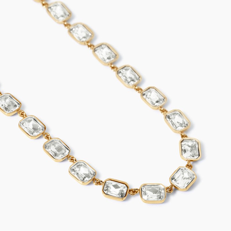 Girocollo dorato con cristalli rettangolari - 851006