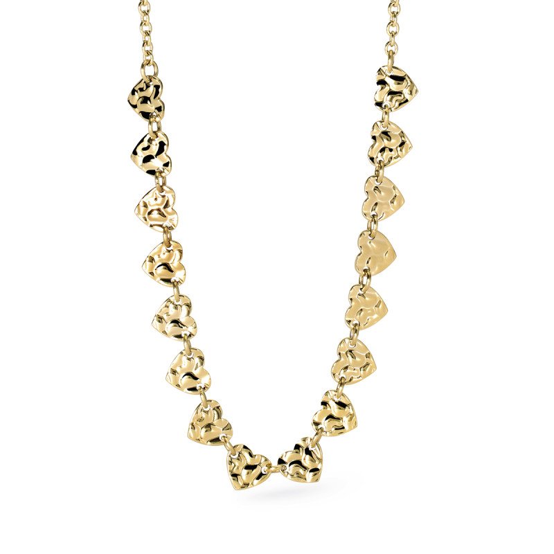 Girocollo dorato cuori effetto martellato - 851007