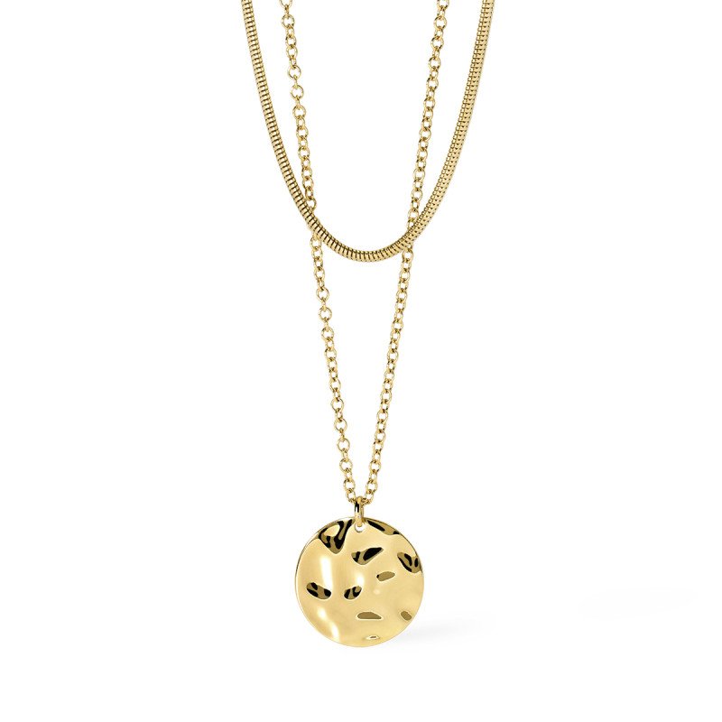 Girocollo dorato con tondo effetto martellato - 851010