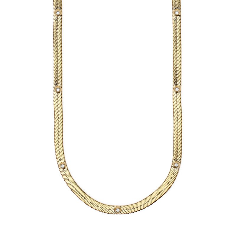 Girocollo dorato con cristalli bianchi - 851013