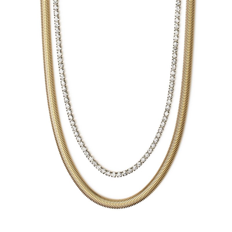 Girocollo dorato con tennis di cristalli - 851015