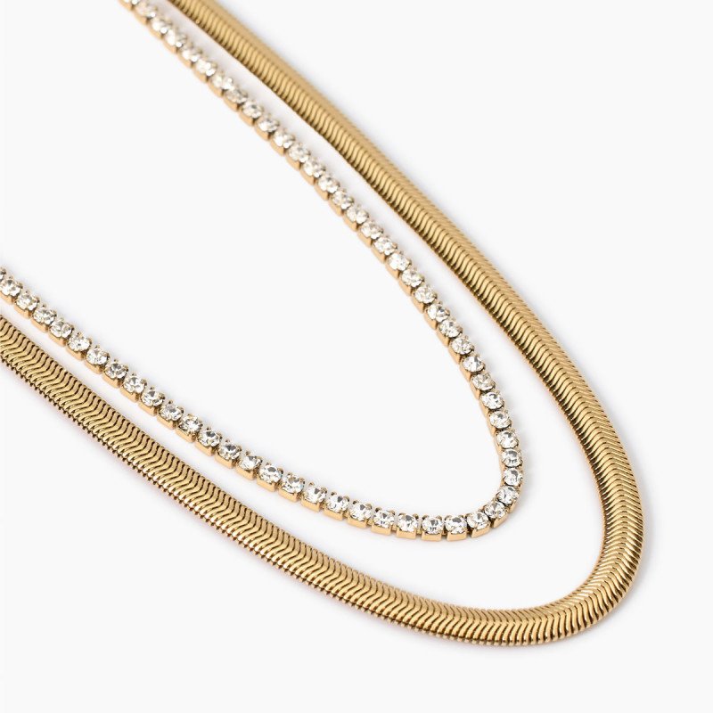 Girocollo dorato con tennis di cristalli - 851015