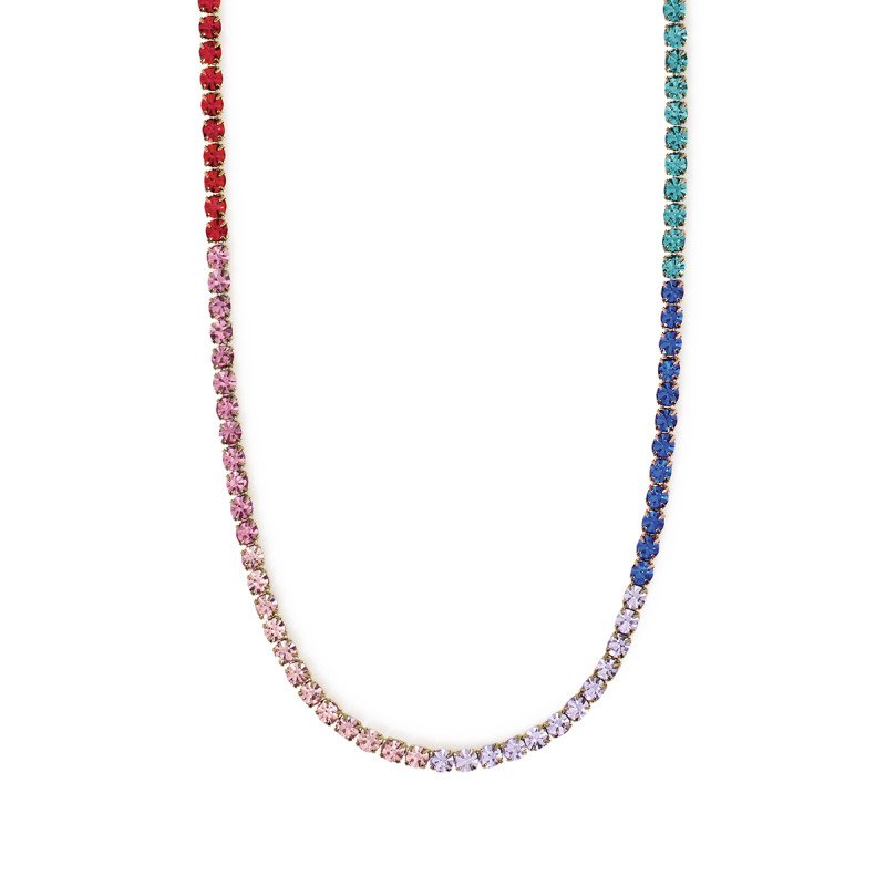 Girocollo regolabile dorato cristalli multicolor - 851017